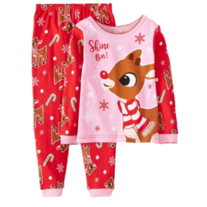 Rudolph The Red Nosed Reindeer 2 PC Long Sleeve Tight Fit Cotton Pajama Set, 2T